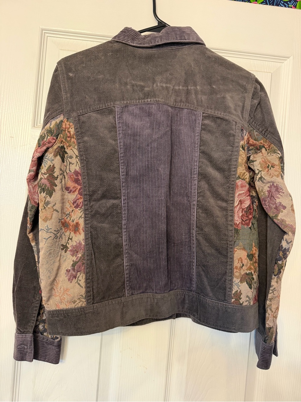 Lemon grass grayish/purple Corduroy & Floral Panel Jacket size small - Picture 6 of 6